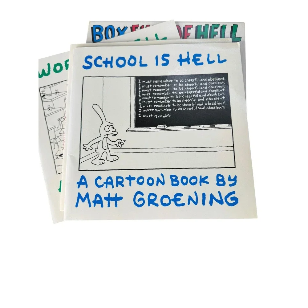 Matt Groening Box Full of Hell 1988 Slipcase Set of 3 Love School Work is Hell